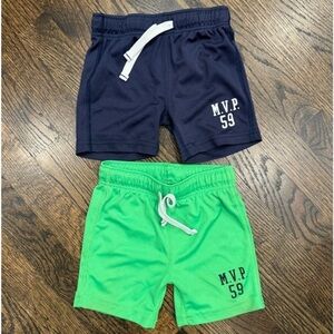 Carters toddler boys gym shorts mesh drawstring size 12 months bundle navy green